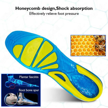 Silicone Gel Non-Slip Soft Sport Shoes Insoles Massaging Insoles Orthopedic Foot Care For Feet Shoes Soles Shock Absorption Pads
