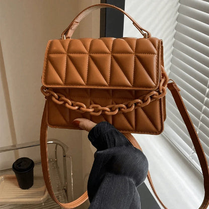 Mini Casual Quilted Crossbody Bag with Magnetic Closure and Adjustable Strap,Small Handbag Tote Shoulder Bag for Women Daily Use