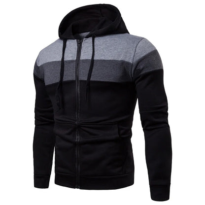 Men's autumn and winter street fashion warm hooded patchwork outdoor casual basketball cycling skateboarding sportswear