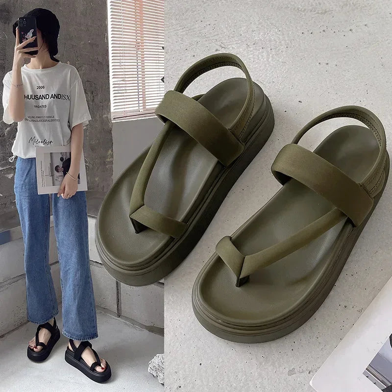 Women Platform Sandals Flat Flip Flops Summer Beach Sexy Casual shoes Ladies Shoes  Fashion Woman Black Sandals