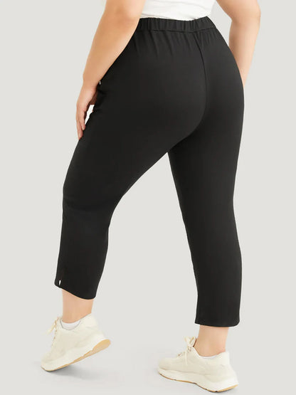 American women's plus size high luxury fashion style street high sense of tight slim nine-point pants