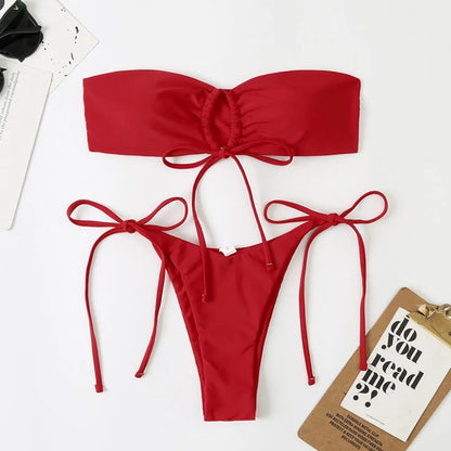 Vacation Low Waist Two Piece Sexy Bikini Set Leopard Print Swimsuit Split Swimwear