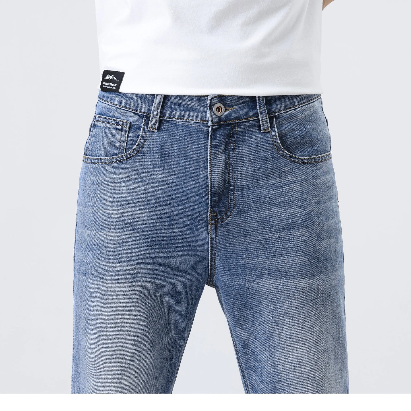 2025 New Loose Straight Leg Jeans for Men  Comfort Thin Stretch Cotton Blend Moisture-Wicking Casual Trousers for Daily Wear