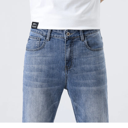 2025 New Loose Straight Leg Jeans for Men  Comfort Thin Stretch Cotton Blend Moisture-Wicking Casual Trousers for Daily Wear