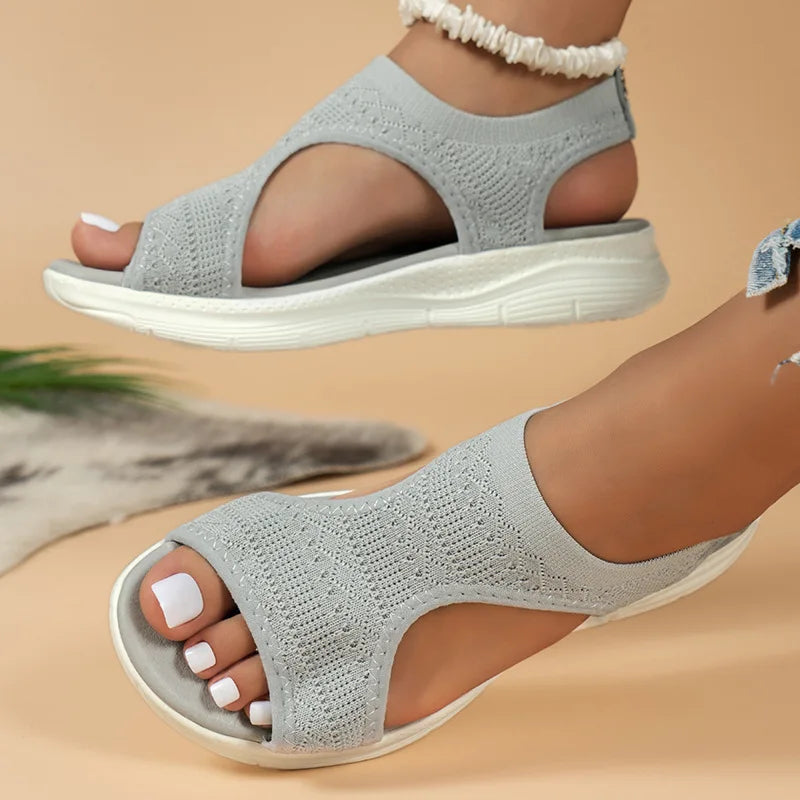 Women Summer Shoes New Mesh Fish Platform Sandals Women's Open Toe Wedge Sandals Ladies Light Casual Shoes