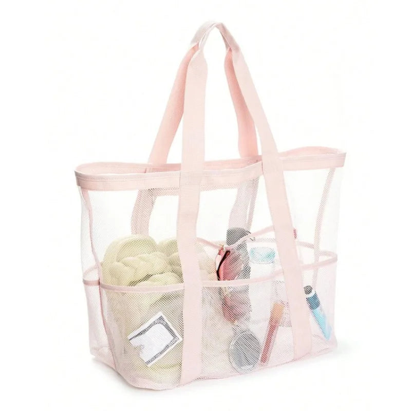 Picnic Beach Bag Women Mesh Transparent Swim Storage High Capacity Shopping Bags Tote