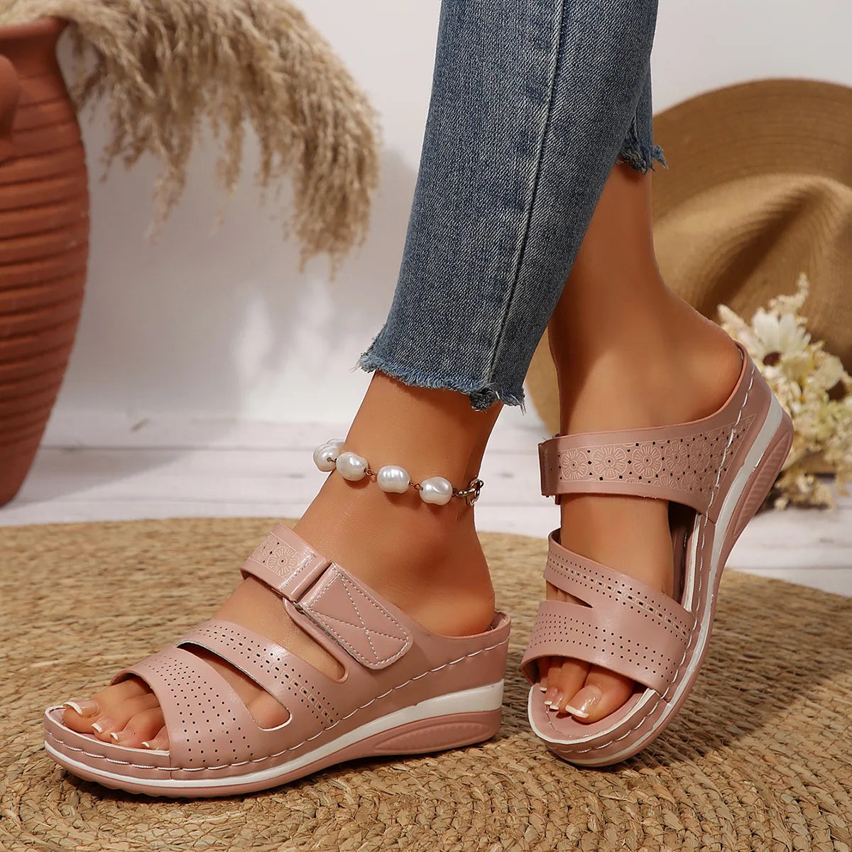 New Summer Shoes Women Heels Sandals Summer Slippers Femme Casual Wedges Heeled Footwear Female