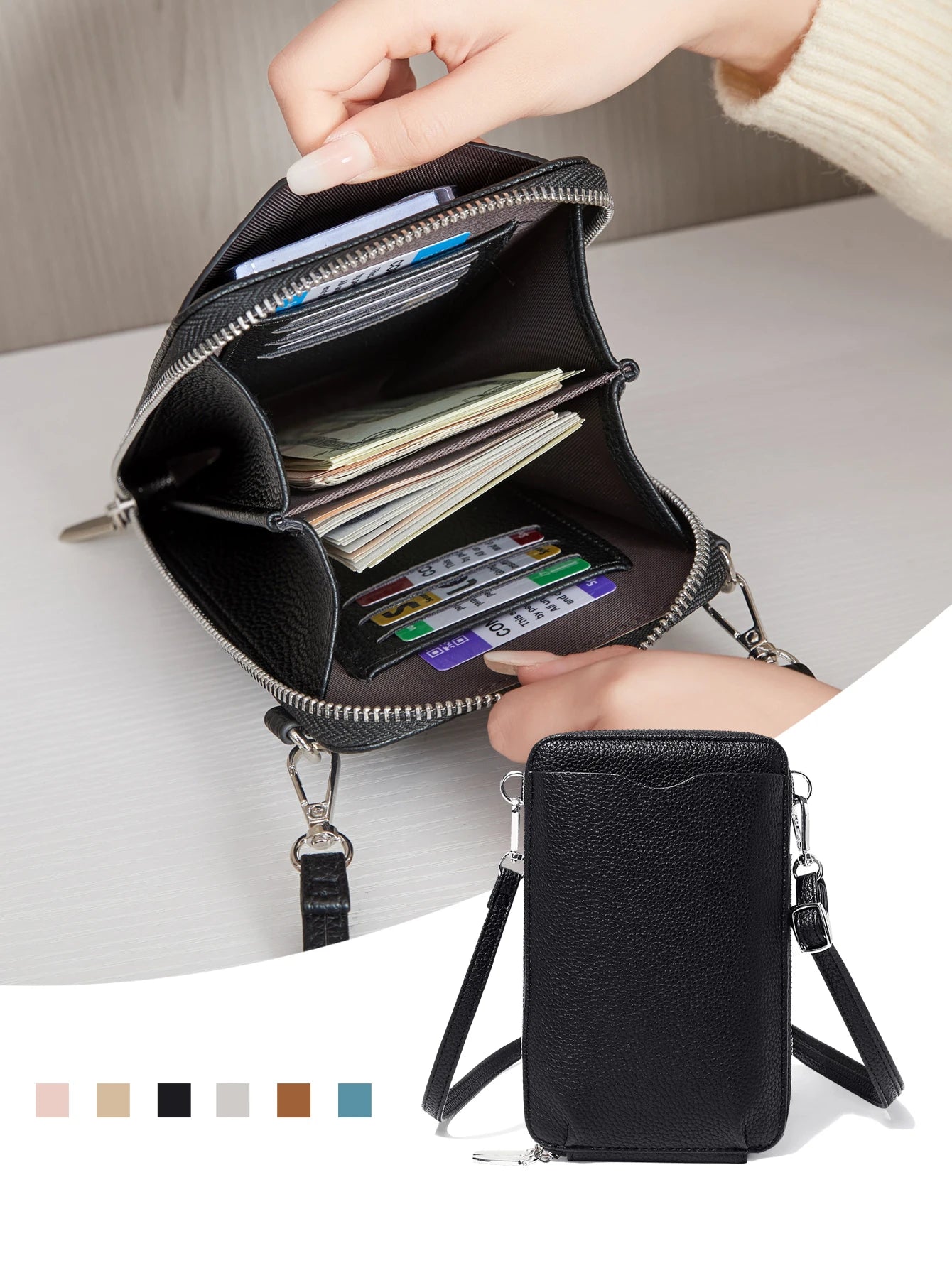 PU Soft Leather Women's Handbag Fashionable Multi functional Phone Bag Diagonal Strap Single Shoulder Coin Wallet