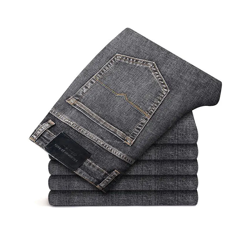 2025 Spring Summer Men's Business Straight  Loose Fit Jeans High Quality Classic Style Fashion Denim Pants