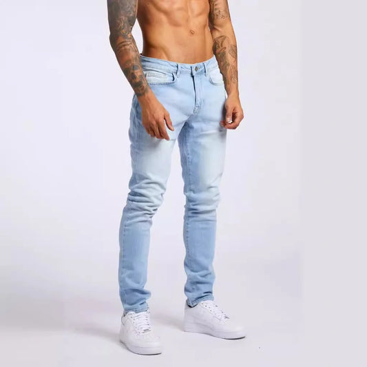 2025 New style denim men's pants, Instagram trend, black slim-fit high-waisted denim jeans for men