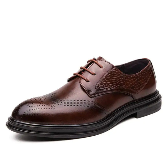 Fashion Men Oxfords High Quality Split Leather Men's Dress Shoes Luxury Brand Driving Shoes Brogue Lace Up Men's Casual Shoes