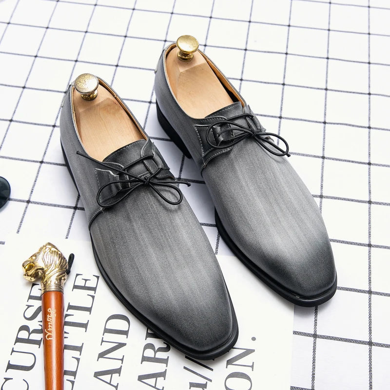 Trendy and Fashionable Derby Shoes Round Toe Lace up Business Office Dress Shoes Wedding Banquet Shoes Size 38-48 Men Shoes