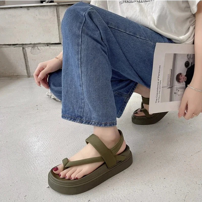 Women Platform Sandals Flat Flip Flops Summer Beach Sexy Casual shoes Ladies Shoes  Fashion Woman Black Sandals