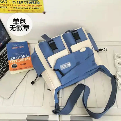 Japanese Simple Messenger Bag Student Nylon Waterproof Canvas Handbag Shoulder Crossbody Bags for Women Men Satchels Bolsas