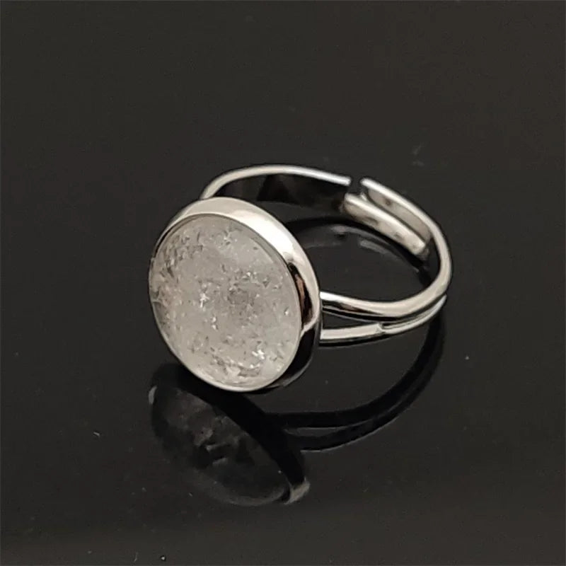 12mm Round Healing Natural Stone Ring Tiger Eye Opal Pink Crystal Adjustable Joint Ring for Women Jewelry