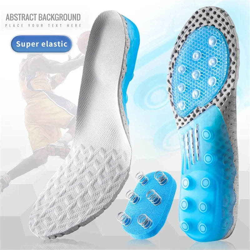 Sport Spring Silicone Gel Insoles for Women Men Orthotic Sole Pad For Shoes Deodorant Breathable Cushion Running Pad For Feet