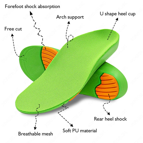 Kids Gel Orthopedic Insoles For Shoes Children FlatFoot Health Sole Boy Girl Sports Running Plantar Fasciitis Valgus Insert Pads