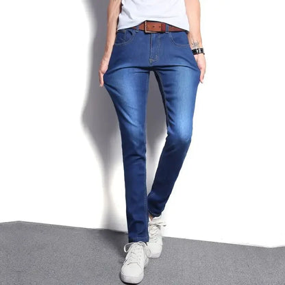 2025 Spring Summer Classic Fashion Men's Sky Blue Denim Pants Slim Men's Straight  Male Brand Clothing Stretch Denim TrouseS