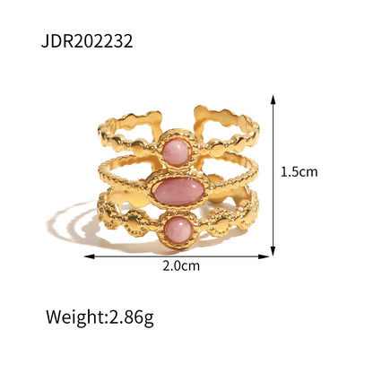 Youthway New Design Natural Stone Stainless Steel Ring Women Waterproof Stylish Golden Jewelry 2022 NEW Set