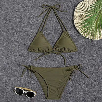 1 Set  Women Swimsuit  Padded  Three-point  Stretchy  Beautiful Floral Print Bikini Set  for Swimming Pool