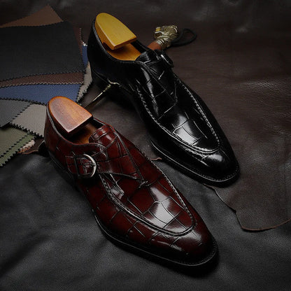 Retro Black Men Loafers Pu Leather Square Toe Slip-On Business Mens Formal Shoes Handmade Dress Shoes Size 38-48 Men Shoes