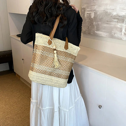 Summer Straw Bags for Women High Quality Rattan Shoulder Bag Travel Handmade Woven Beach Handbags Female Large Capacity Totes
