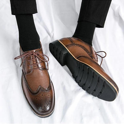 Shoes for Men Handmade Mens Wingtip Oxford Black Leather Brogue Men's Dress Classic Business Formal Zapatillas Hombre 2023