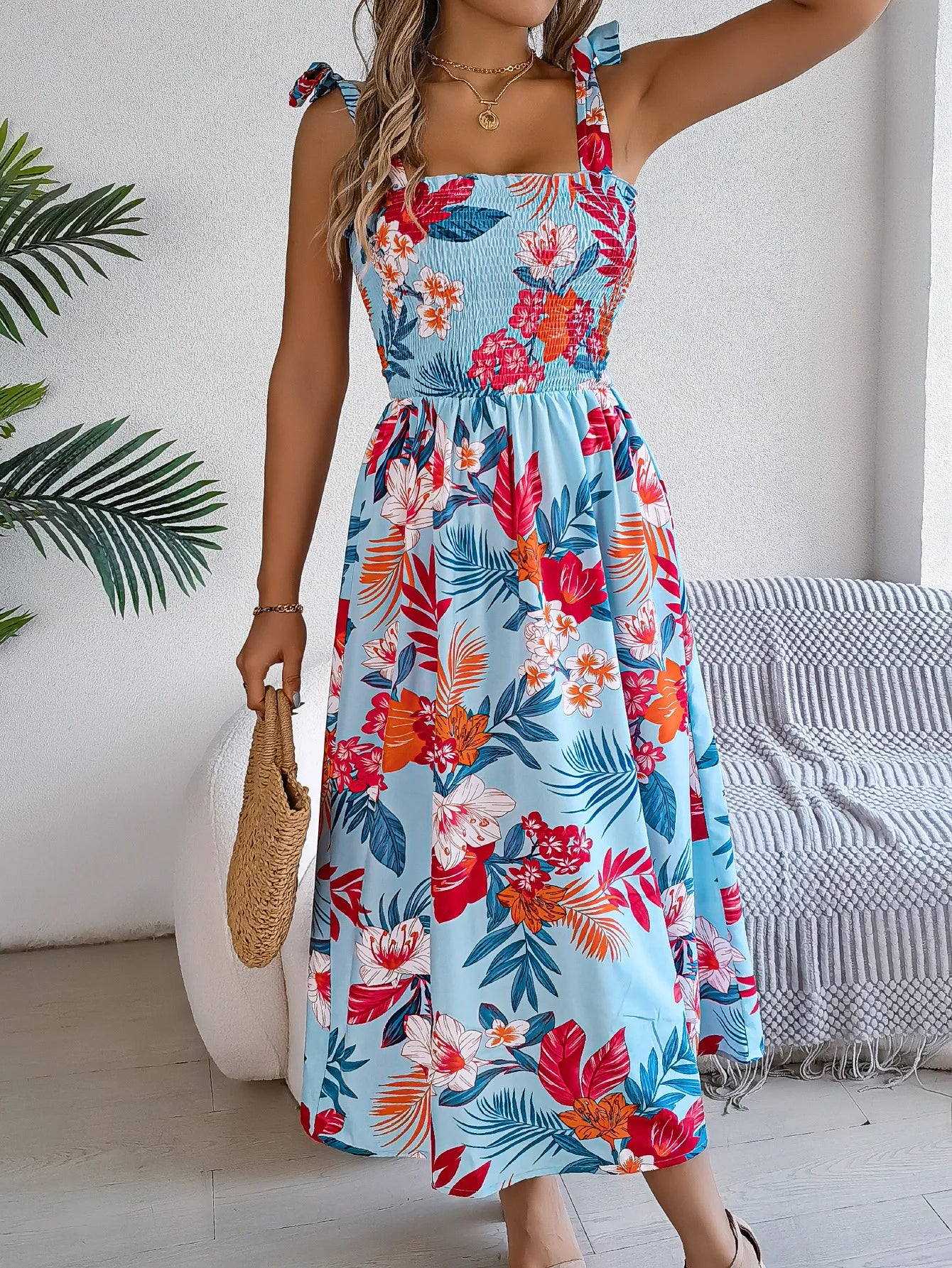 New Print Casual Party Dress Summer Fashion Elegant Spaghetti Strap Sleeveless Beach Boho Casual Dresses Womens Clothing