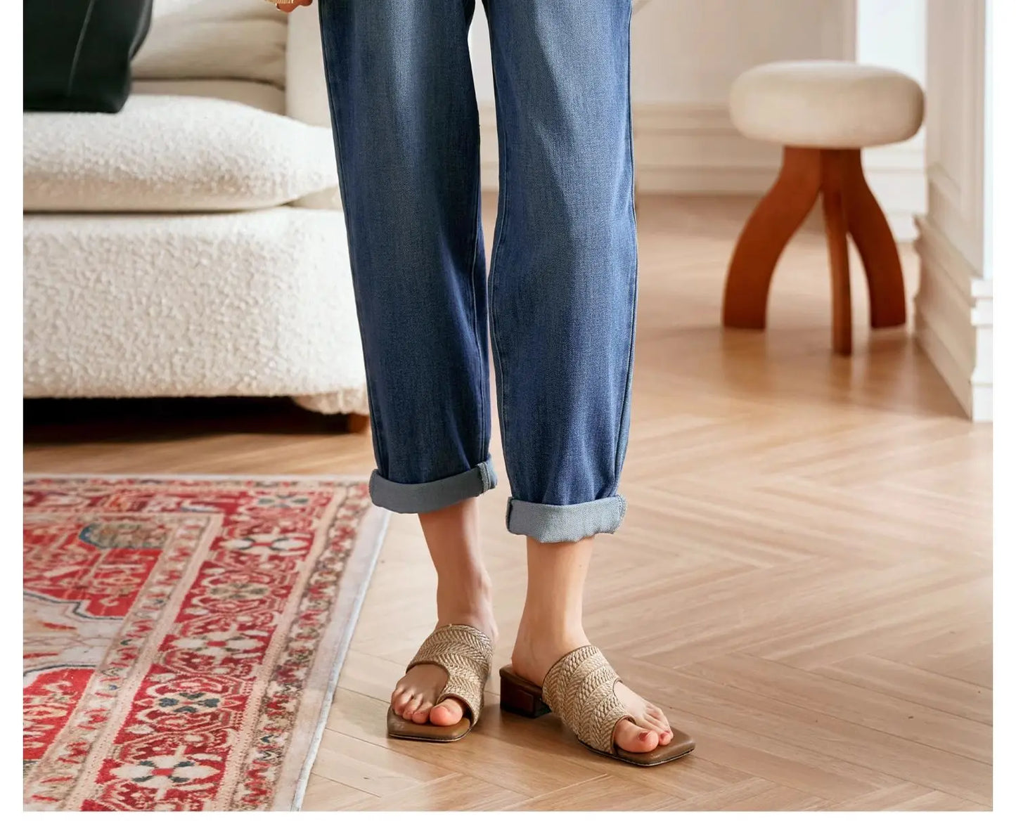 OLrain Vintage Washed Jeans Woman 2025 Spring Summer Fashion Cotton High-waist Pockets Denim Femlae Pencil Pants O24QA83358