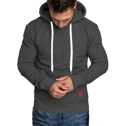 Men's autumn and winter solid color outdoor sports casual hoodie top