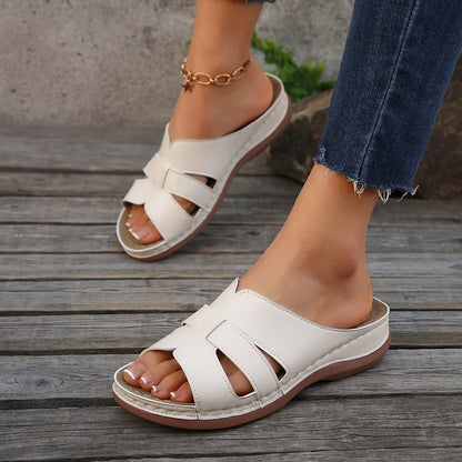 Shoes Sandals Women Summer Retro Sandals For Women Slides Walking Shoes Wedge Sandals Ladies Breathable Slipper Footwear Female