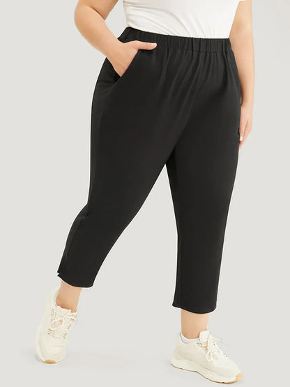 American women's plus size high luxury fashion style street high sense of tight slim nine-point pants