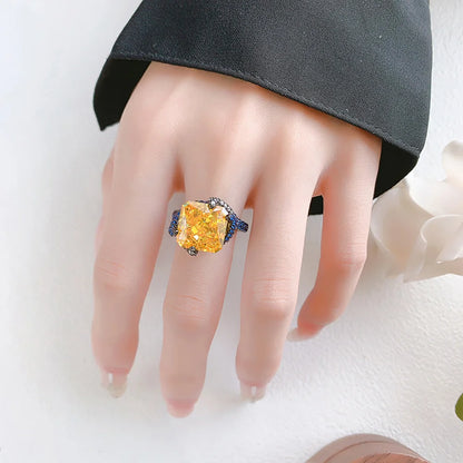 New Arrival Retro 12*12MM Topaz Amethyst Ring for Women Gemstone Sapphire Cocktaile Party Fine Jewelry Famale Accessories Gift
