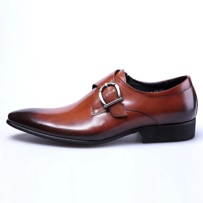 Men's Pointed Toe Business Leather Shoes Comfortable Wear Shoes Metal Buckle Men's Shoes Dress Shoes Men Wedding Shoes Sz 39-48
