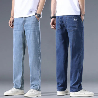 Lyocell Business Jeans Men's Spring Thin Casual Straight Fashion Loose Brand Pants Comfortable Male Denim Trousers