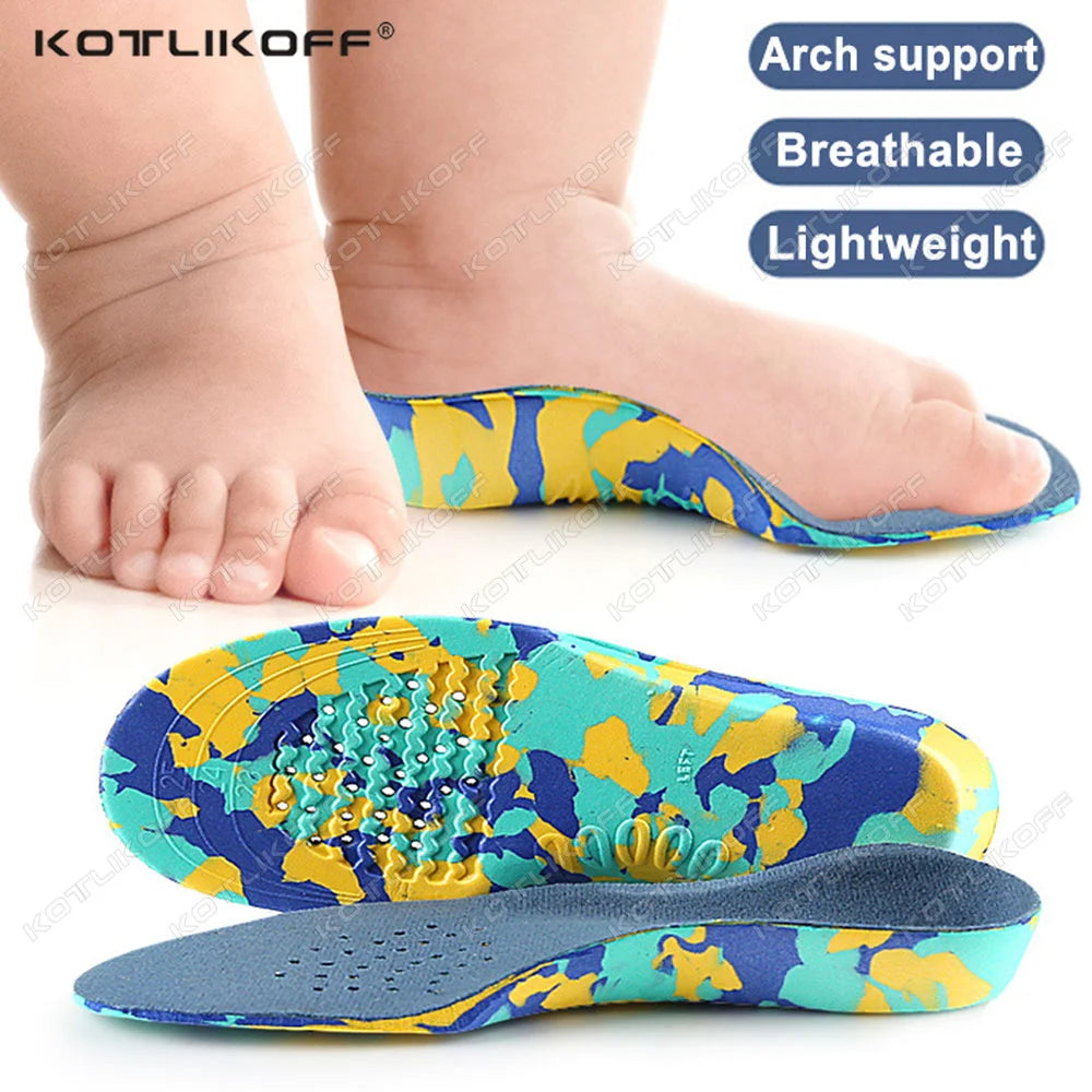 KOTLIKOFF Kids Orthopedic Sport Insoles Deodorization Breathable Sweat Shock Absorbant Flatfoot Childrens Shoe Cushion Insert