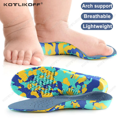 KOTLIKOFF Kids Orthopedic Sport Insoles Deodorization Breathable Sweat Shock Absorbant Flatfoot Childrens Shoe Cushion Insert