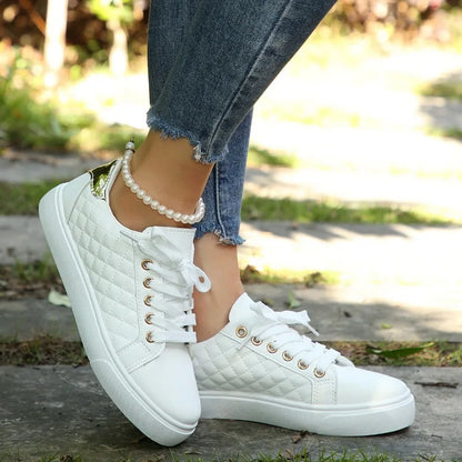 Lace-up White Sports Women Vulcanized Shoes Women Sneakers Tennis Platform Shoes for Women Comfort Casual Flat Tenis Woman