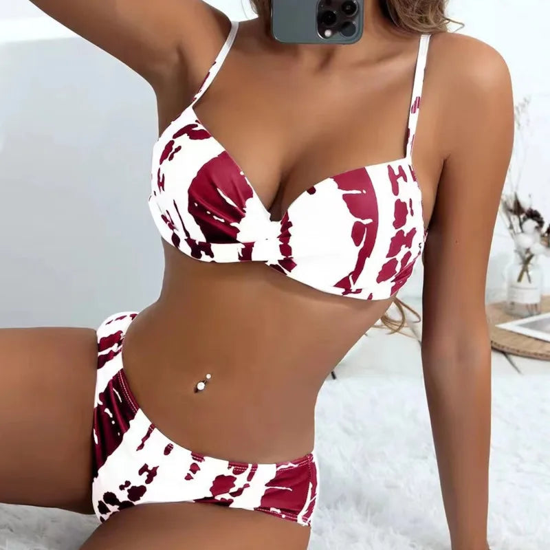 Sexy Print Push Up Bikinis 2025 Women's Swimwear Female Swimsuit Swimming Bathing Suits Brazilian Bikini Set Beachwear Bather