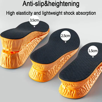 1.5-3.5cm Invisible Height Increase Sport Insoles Orange EVA Memory Foam Shoes Sole Pad Breathable Comfortable for Men Feet Care