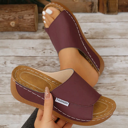 Summer Shoes Women Sandals Beach Walking Shoes Slip On Shoes For Women Wedge Sandals Woman Retro Women Slippers Footwear Female