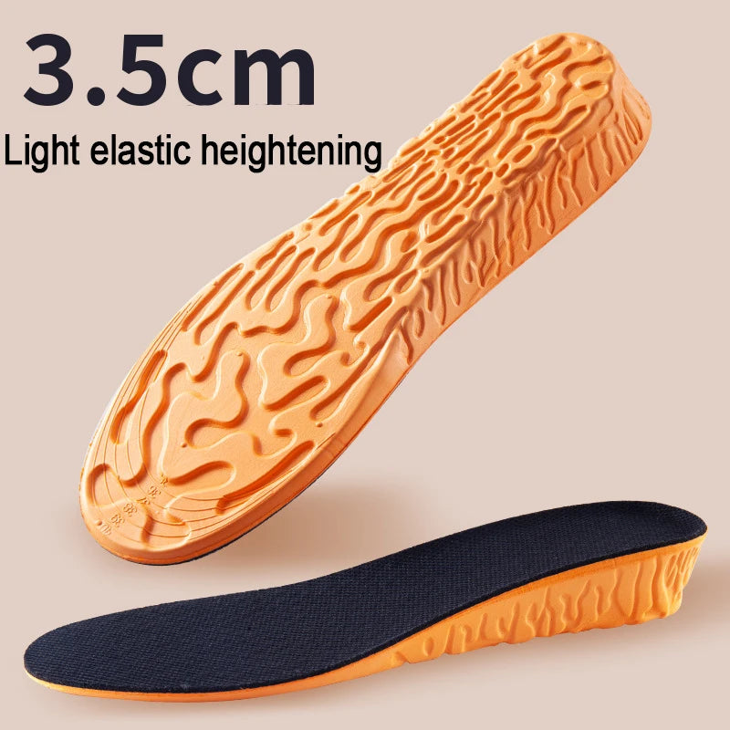 1.5-3.5cm Invisible Height Increase Sport Insoles Orange EVA Memory Foam Shoes Sole Pad Breathable Comfortable for Men Feet Care