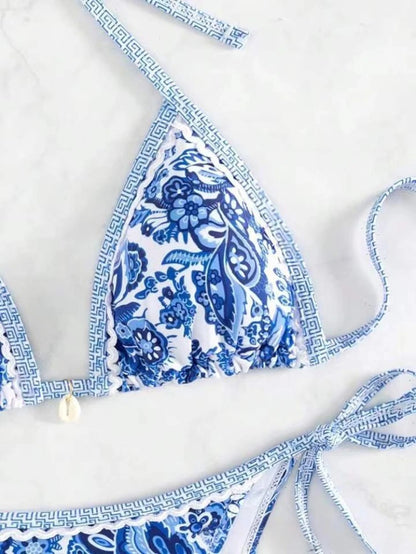 2025 Halter String Triangle Two Piece Bikini Women Swimwear Female Swimsuit Bathers Bathing Swimming Suit Beachwear Summer