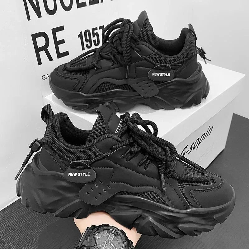 Men Sneakers Mesh Men Shoes PU Leather Platform Casual Sneakers Increased Vulcanized Shoes Light Running Shoes Tenis Masculino