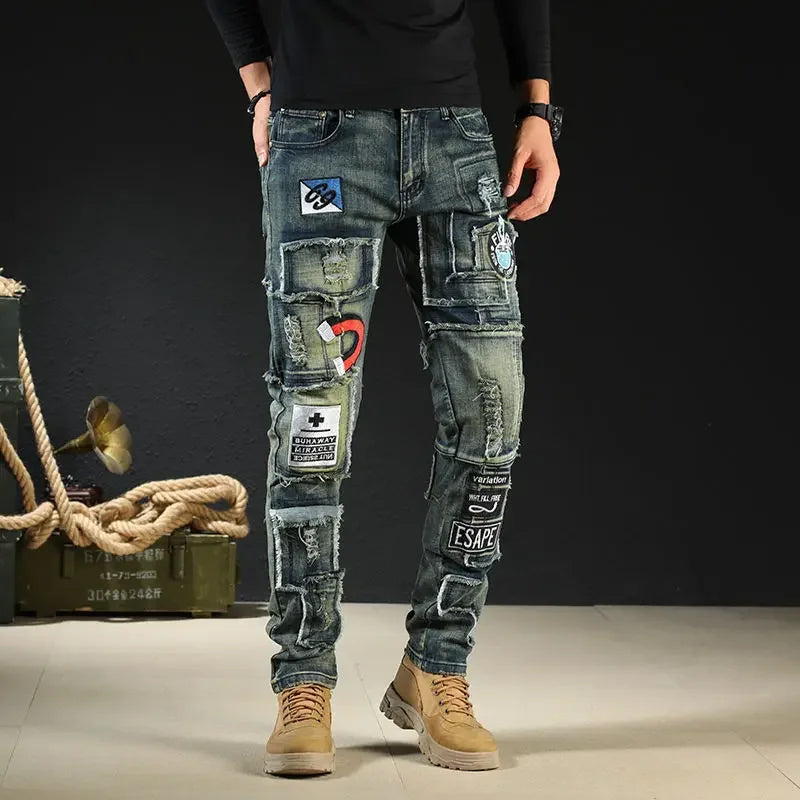 Trousers New Rock Work Wear Straight Jeans for Men Hip Hop Man Cowboy Pants with Pockets Casual Harajuku Classic Aesthetic Denim