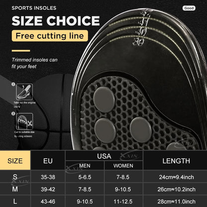 【Xxin】Spring silicone Gel shoe Insole Pad Elastic sport shoes cushioning insoles for basketball size 35-46