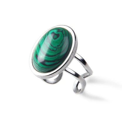 Rose Quartzs Rings Natural Stone Labradourites Beads Rings Silver Color Rings Party Wedding Anniversary Engagement Gifts Jewelry