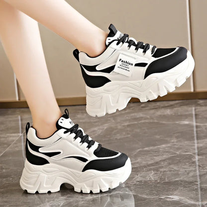 Lace Up Thick Bottom Vulcanized Shoes Breathable Non Slip Sports Shoes