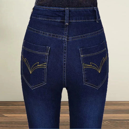 Straight leg Jeans Women High waisted Elastic New Slim Denim Pants Female Spring Autumn Loose Hip Lifting Casual Trousers