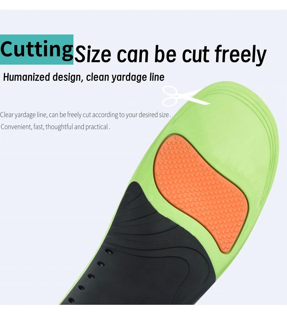 1 pair of sports insoles cushioning foot X/O leg elastic shock absorption comfortable running for men and women